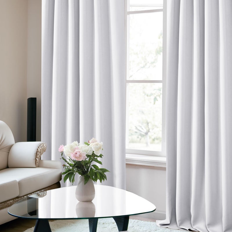 Deconovo Room Darkening Curtains for Living Room, Star White Light Filtering Thermal Drapes 63 Inches Long, Back Tab and Rod Pocket Window Curtains, 52W x 63L Inch, 2 Panels - Image 5